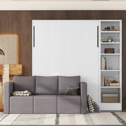 Murphy Wall Bed with Sofa & Storage Shelves Wood Murphy Chest Cabinet Furniture gallery