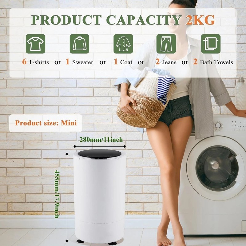 Efficient 2kg Capacity Electric Spin Dryer - Perfect for Quick Laundry Needs gallery