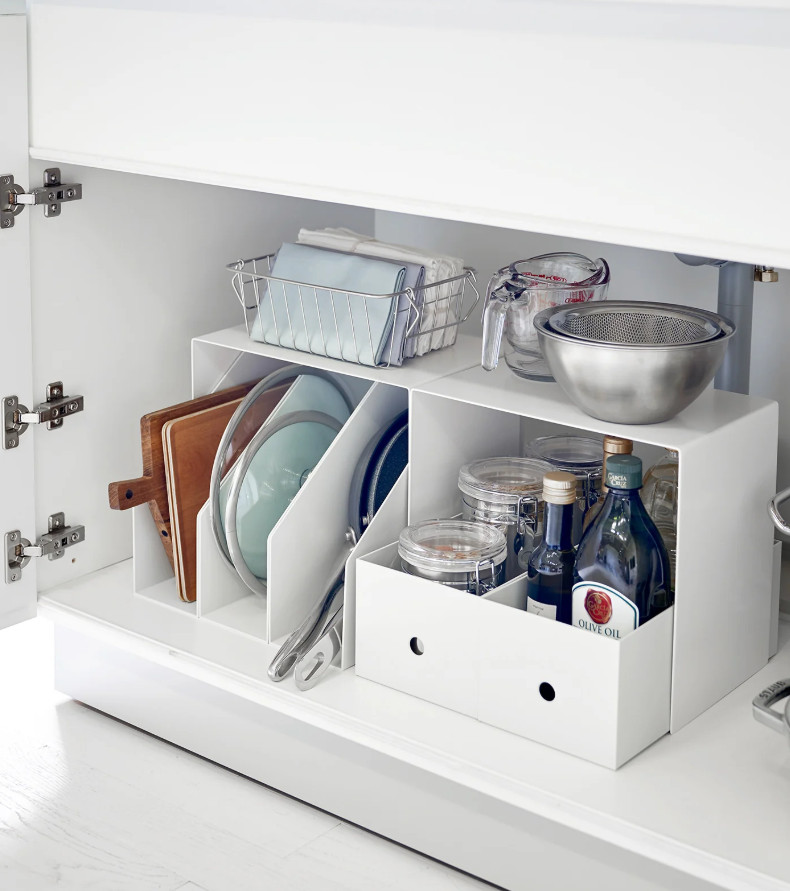 Yamazaki Home Tower Riser Set of 2 Kitchen Cabinet Storage Shelf Organizer Rack gallery