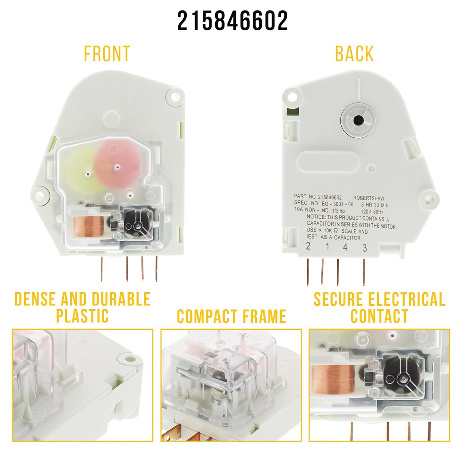 Refrigerator Defrost Timer Control for Frigidaire 215846602 Whirlpool 2314156 gallery