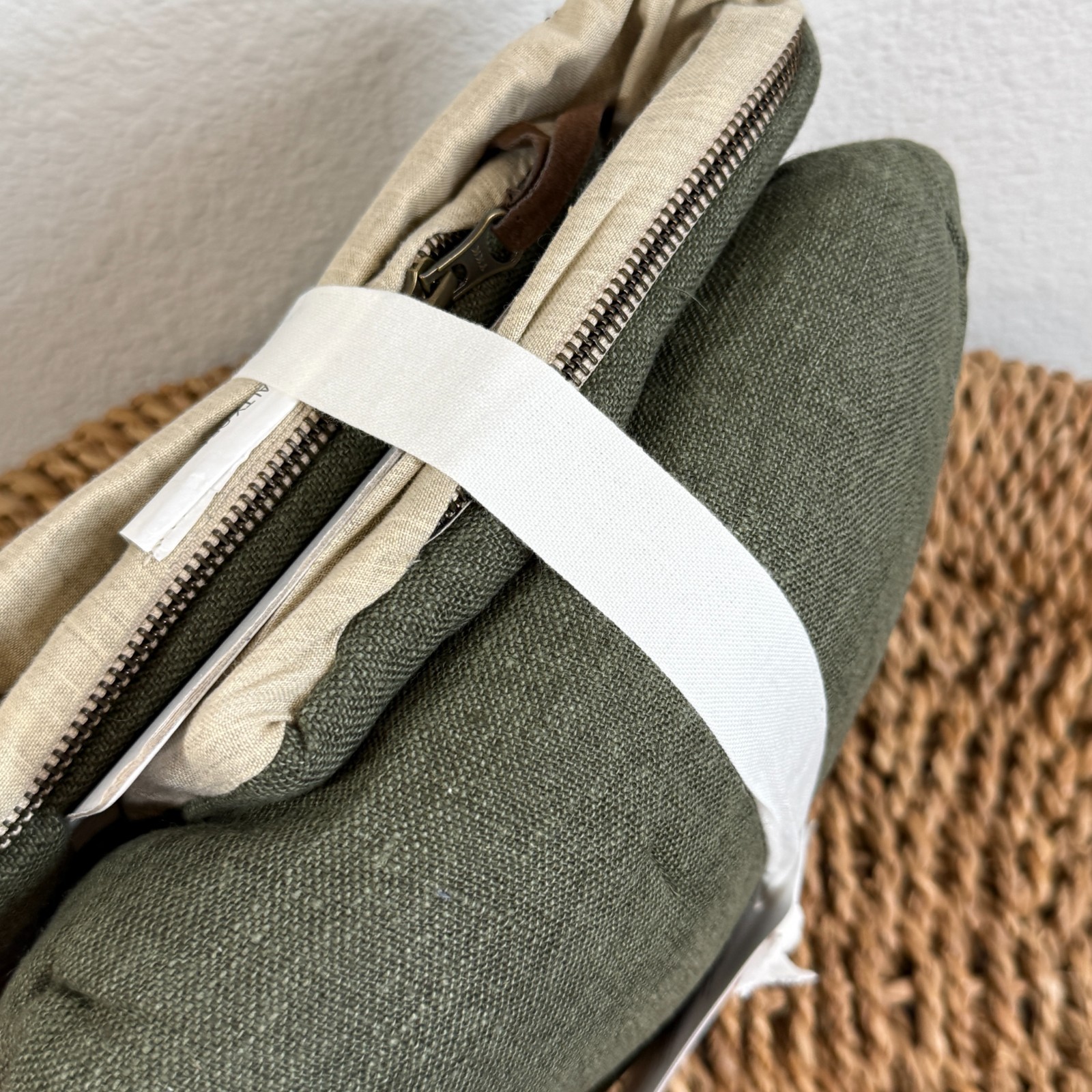 POTTERY BARN EVERYDAY LINEN COMFORT QUILTED PILLOW SHAM (1) EURO LODEN GREEN gallery