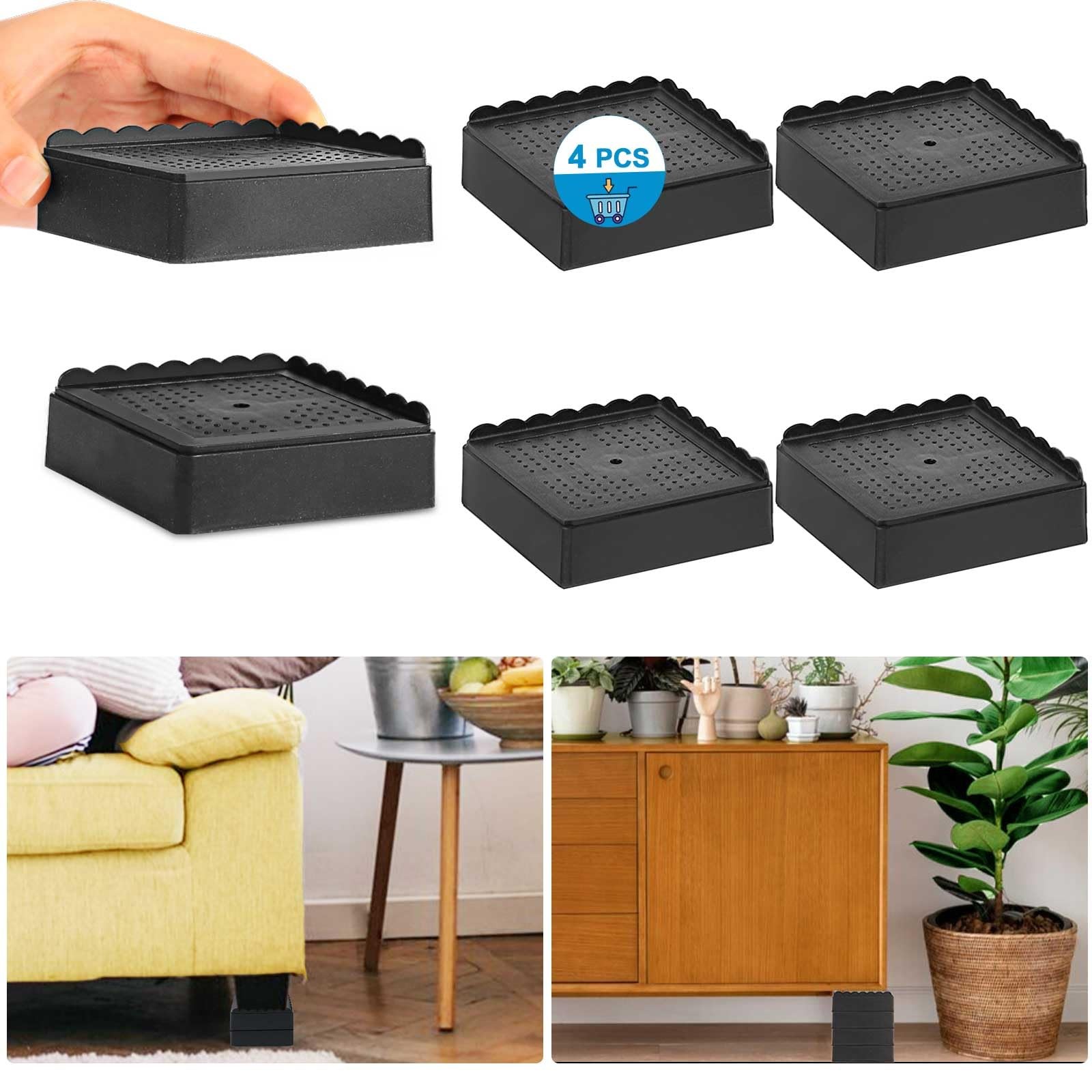 Bed Risers 1 inch, 2 inch, 3 inch, 4 inch Heavy Duty, Adjustable Furniture Riser gallery