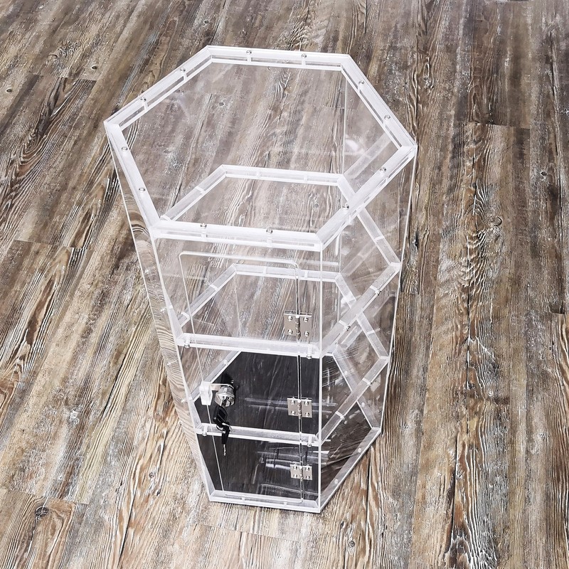 Clear Cabinet Plexiglass Acrylic Spin Display Showcase Jewewlry, Collectible gallery