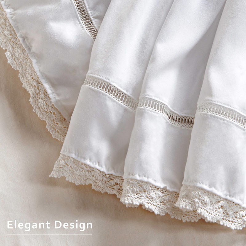 Wrap Around Ruffled Lace Bed Skirt Elastic Dust Ruffle with Adjustable Belts15 gallery
