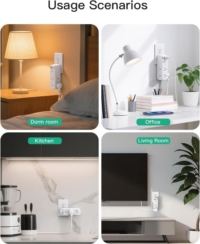 Surge Protector Outlet Extender with Rotating Plug, 6 AC Multi Plug Wall Outlet gallery