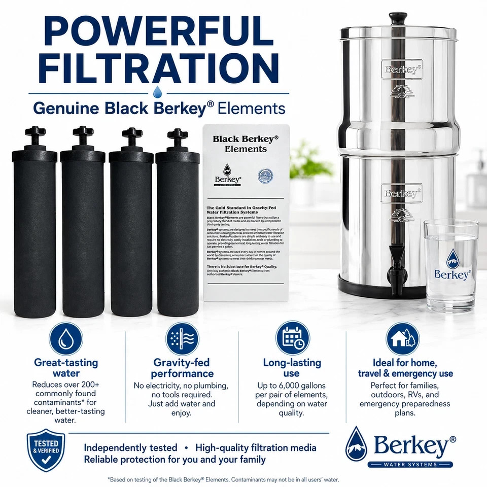 Berkey Authentic Black BB9-2 Water replacement Filters For Berkey 4 PACK gallery