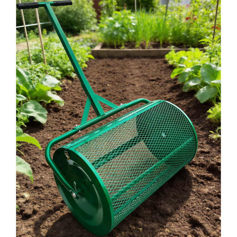 Compost and Peat Moss Spreader Roller 24In-Top Dressing Lawn and Garden Spreader gallery