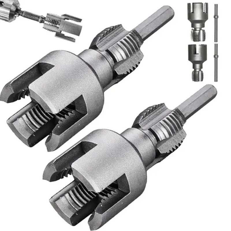 PVC Pipe Threading Tool 1/2" 3/4" Internal External Water Pipe Drill Attachment gallery