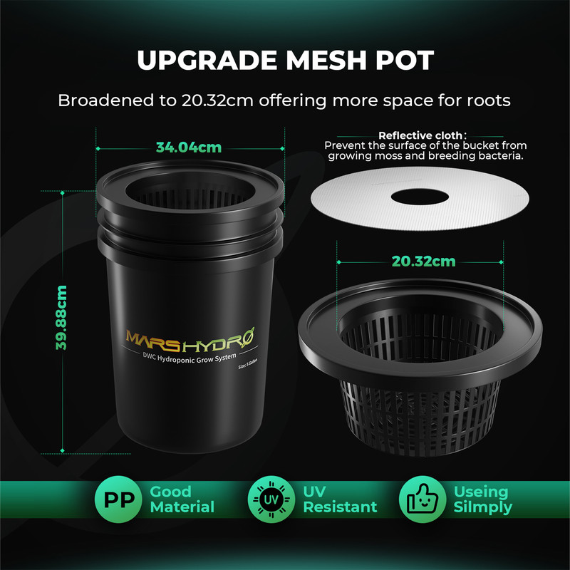 Mars Hydro DWC Hydroponics Grow System 5 Gallon Deep Water Culture with 2 Bucket gallery