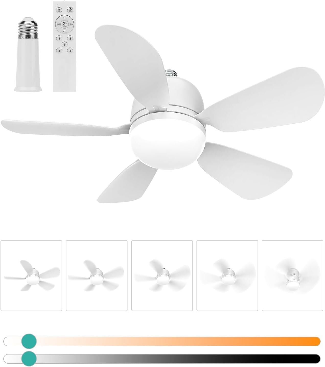Ceiling Fan with Light&Remote,21in E26/E27 Base 3 Colors 3000K-6500K 1800 Lumens gallery