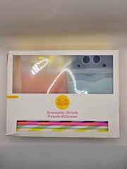 SUN SQUAD Reusable Drink Pouch Silicone 4 Pack Clear Dishwasher Safe