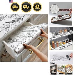 Shelf Liner for Kitchen Cabinets Drawer Shelf Waterproof Non Slip Floral 23.6…