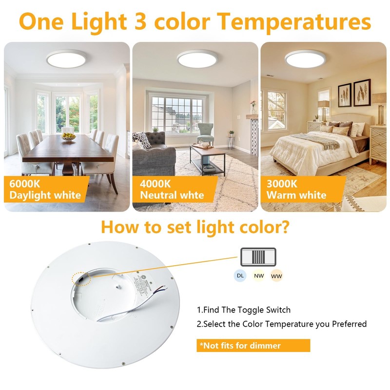9 Inch LED Flush Mount Ceiling Light 6 Pack - 18W Ultra-Slim 3 Color Options gallery