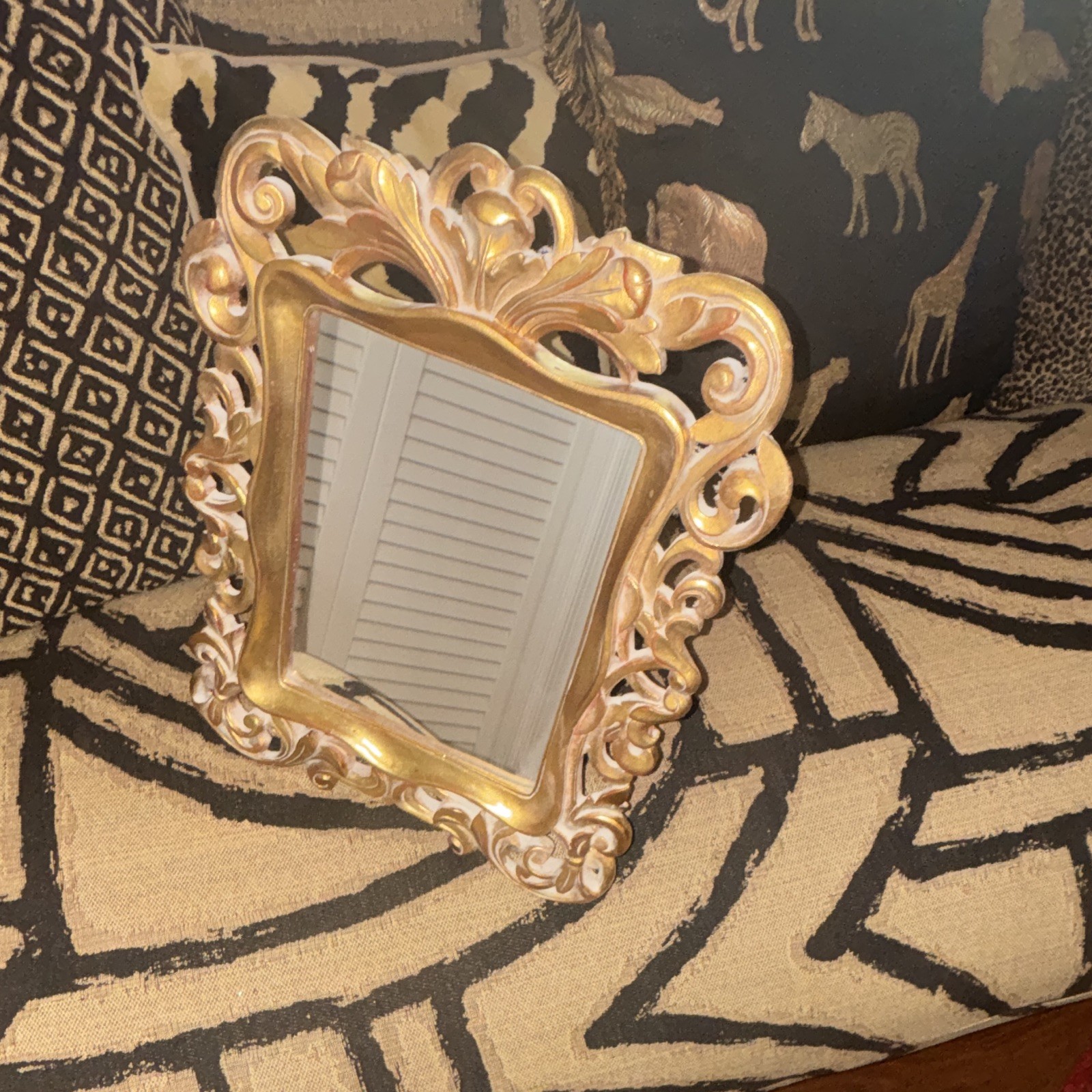 Ornate Baroque Gold Metal Rectangle Picture Frame Easel Back Rear-Loading 5in gallery