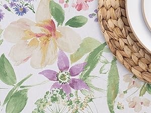 Floral Spring/Summer Durable Heavyweight Fabric Indoor Outdoor Tablecloth, gallery
