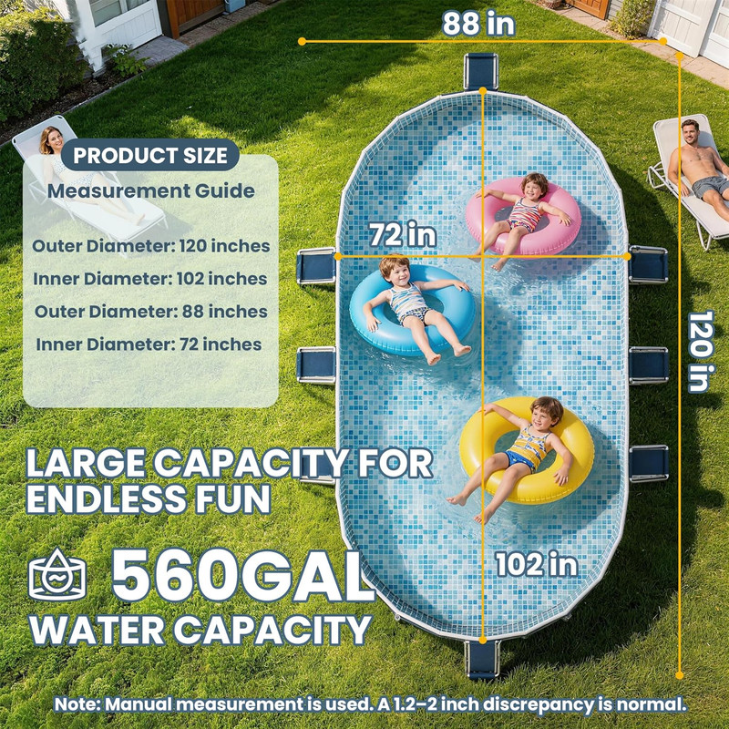 Foldable Pool with Canopy, 10Ft Noninflatable Oversize Thickened Foldable Swimmi gallery
