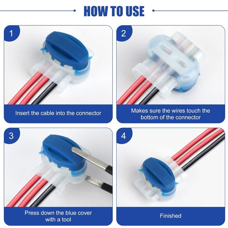 EEEKit Electrical IDC 314-BOX Pigtail 3 Wire Connector, Self-Stripping Blue gallery