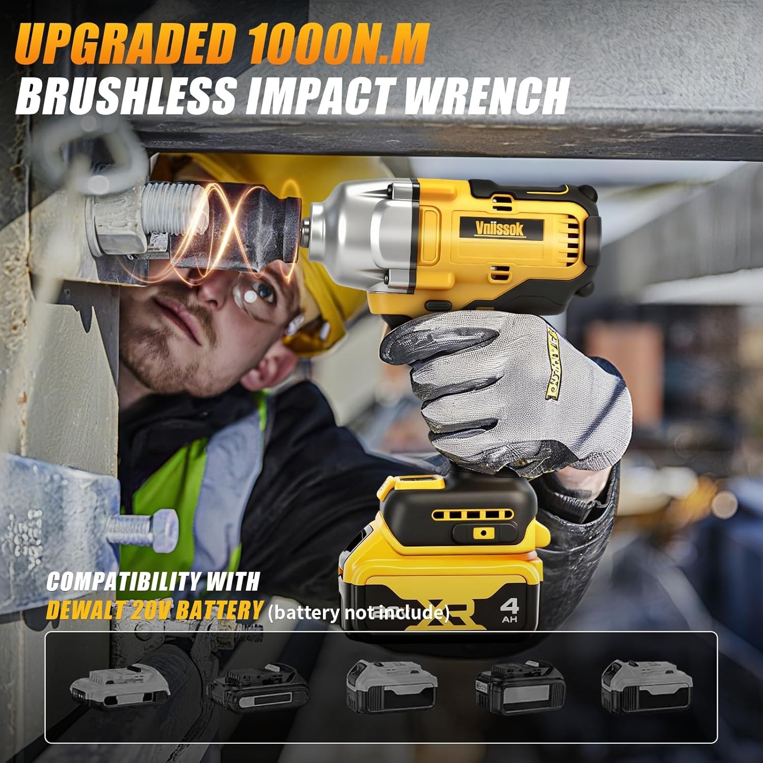 Cordless Impact Wrench 1/2 Inch for Dewalt 20V Battery, 1000N.M Impact Driver Hi gallery
