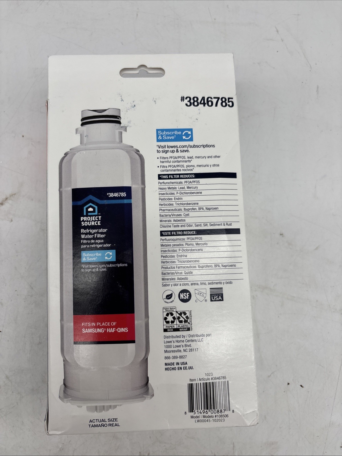 New Project Source Samsung HAF-QINS 3846785 Refrigerator Water Filter 2 Pack QTY gallery