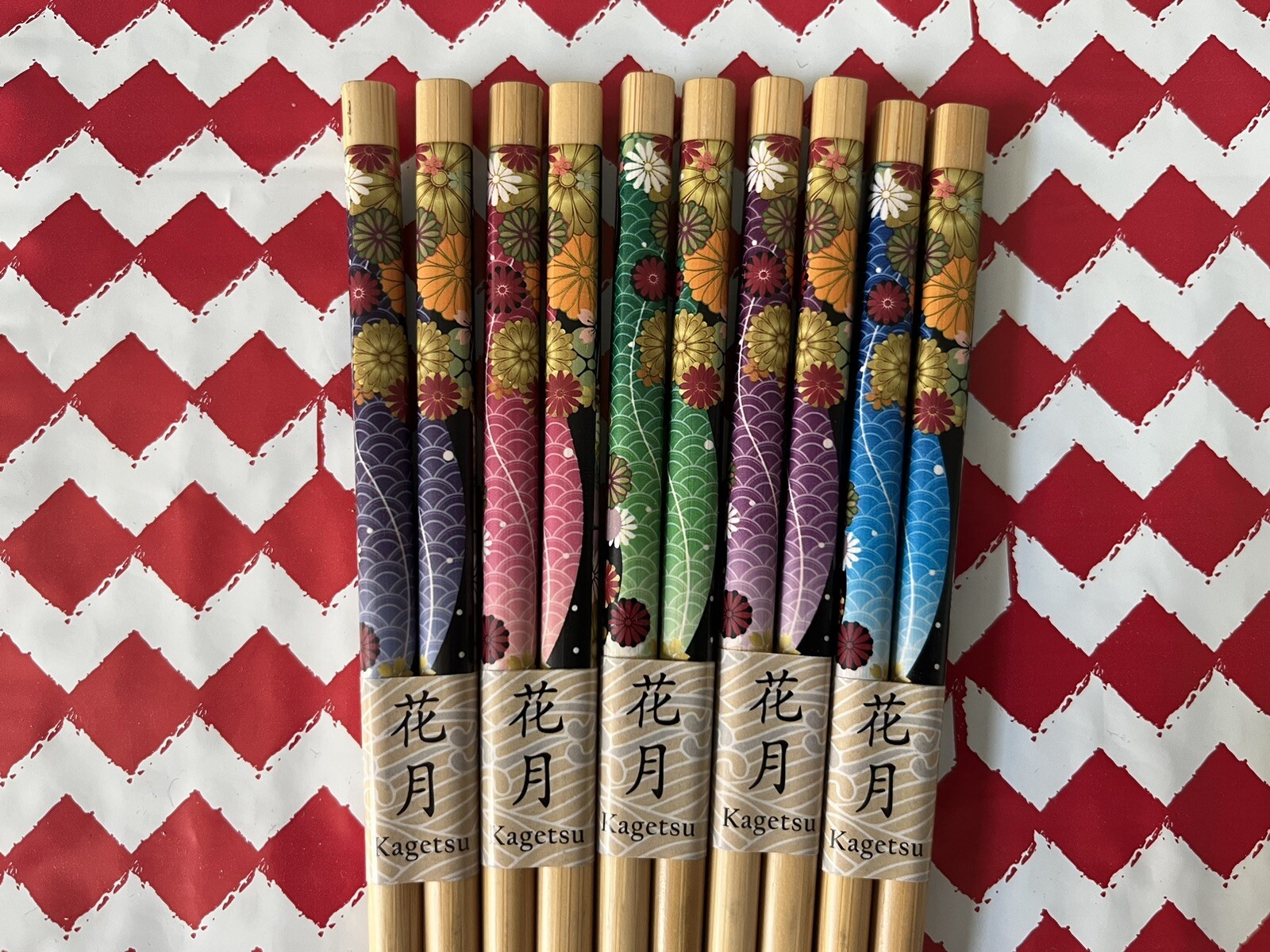 Japanese Multi Color STUNNING Flowers Chopsticks with Free Handmade Silk Holder gallery