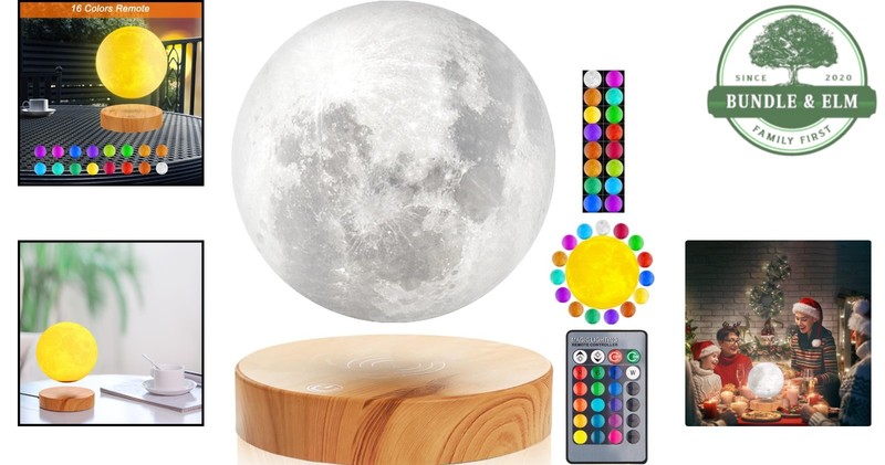Floating 3D Printed Moon Lamp - Stunning Gift with Color Modes & Remote Control gallery