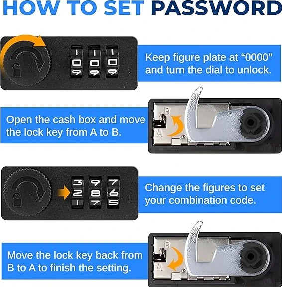 Security Money Box Fire Proof Lock Safe Storage Cash Gun Jewelry Portable Safety gallery