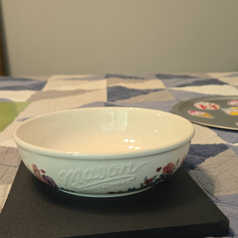 Mason Craft & More Floral Ceramic Round Bowl White Dishwasher & Microwave Safe gallery