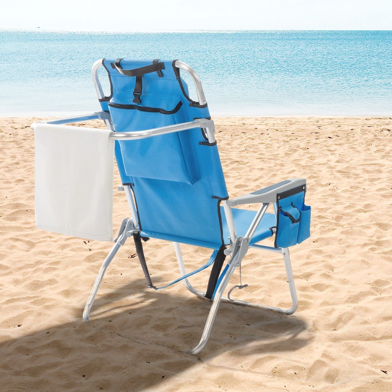 Backpack Beach Chair Adjustable high Beach Lounge Chairs with Towel Rack gallery