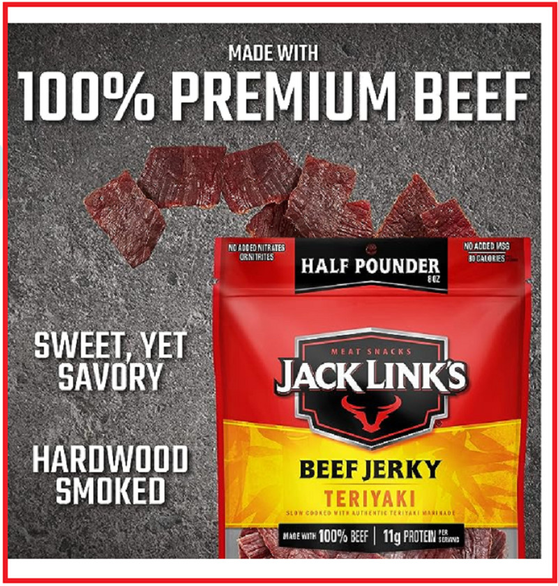 Jack Link’s Beef Jerky, Teriyaki, ½ Pounder Flavorful Meat Snack No Added MSG* gallery