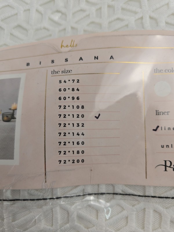 Parlux Bissana Tablecloth, Lined White 72 X 120 NEW gallery