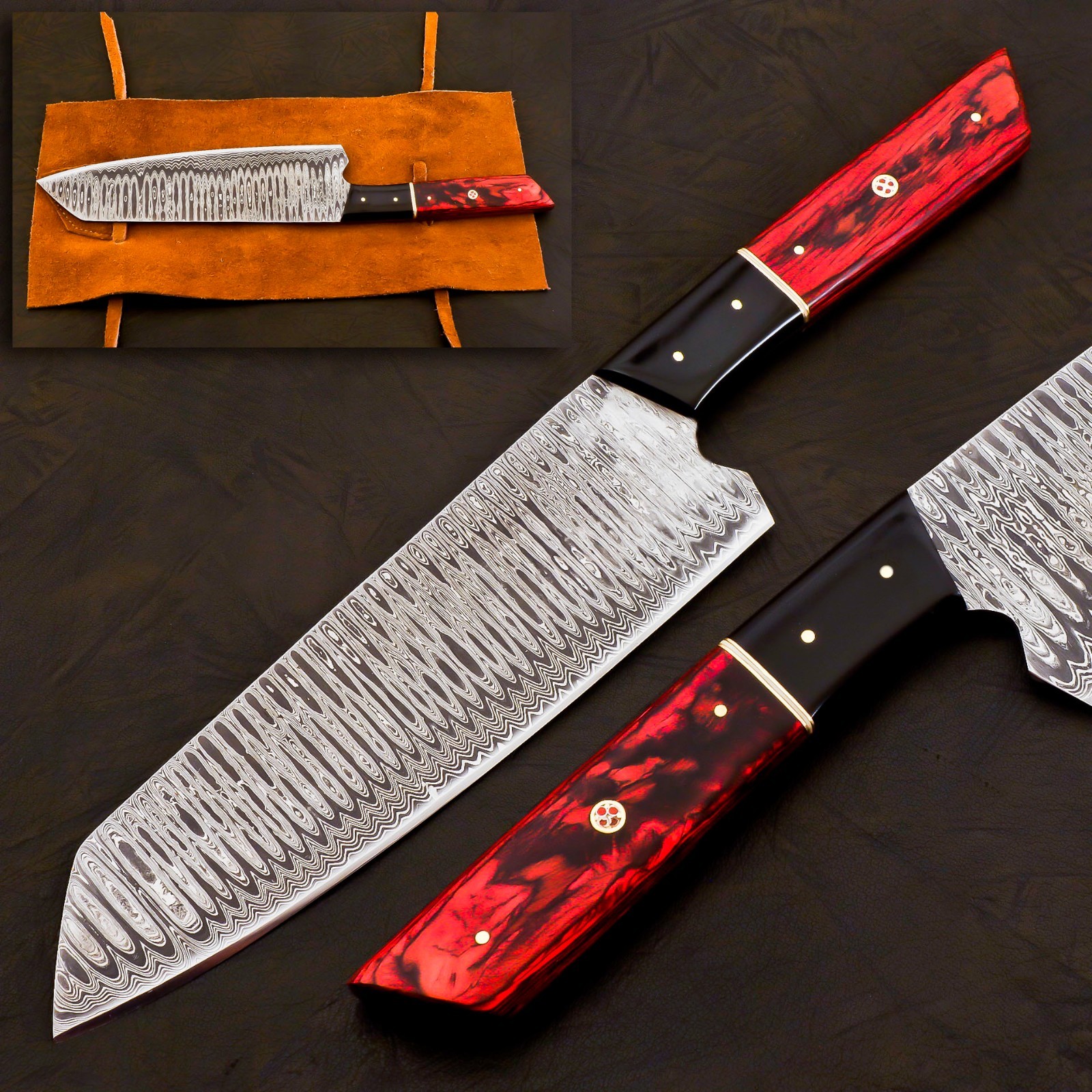 Handmade Japanese Bunka Kitchen Knife Hand Forged Damascus Chef Knife gallery