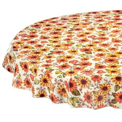70″ (Round), Multi-colored (Floral With Sunflowers in Rich Fall Colors and…