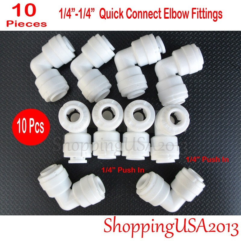 10 Pcs 1/4-1/4 Quick Connect Elbow Push In Fitting Connector For Water Filter gallery