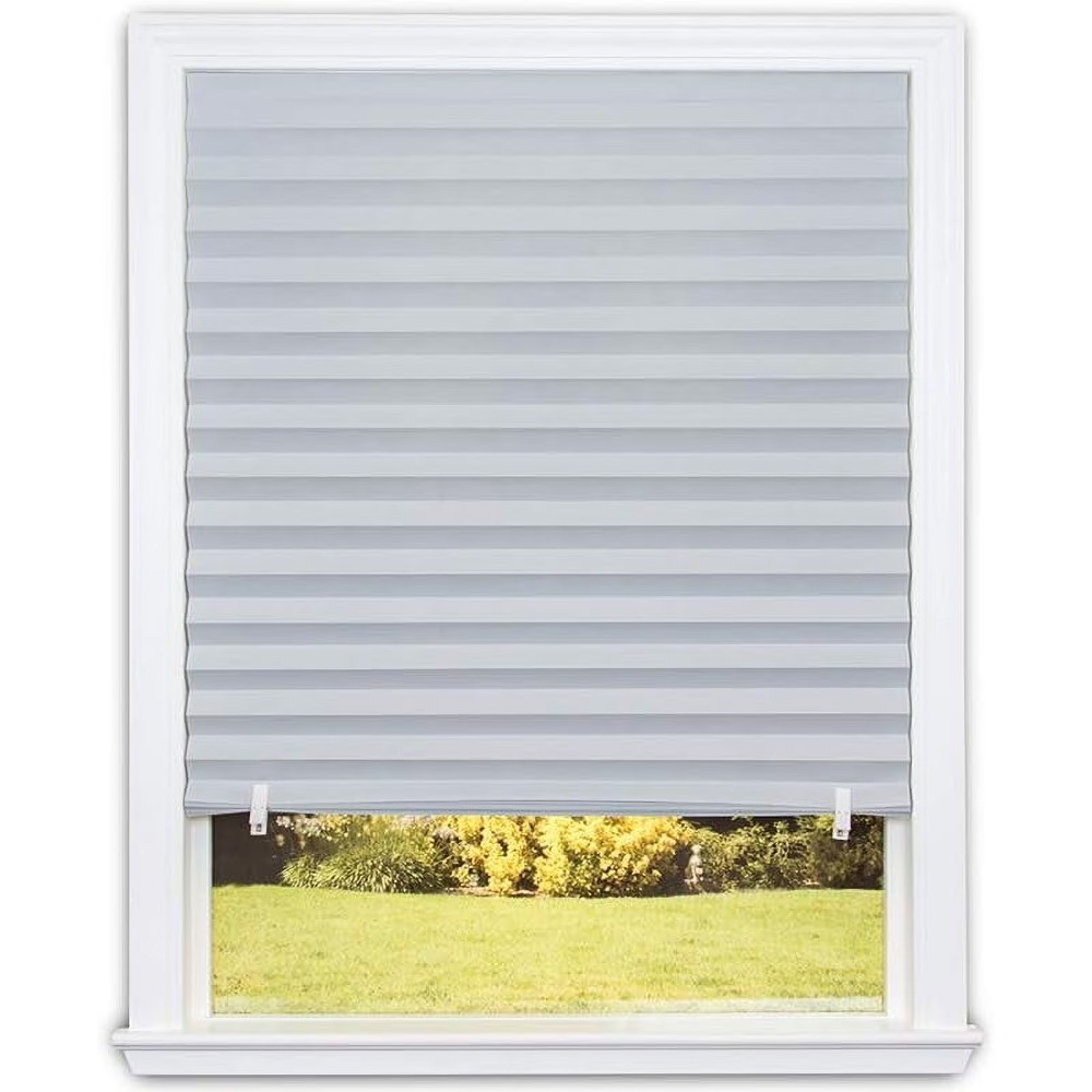 Window Blackout Pleated Paper Shade Light Filtering Panel Gray 36 inch x 72 inch gallery