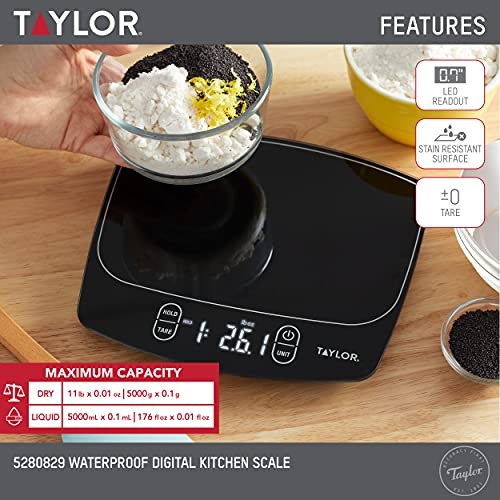 Waterproof Digital Kitchen Scale, 11 pounds 11 Pounds Black gallery