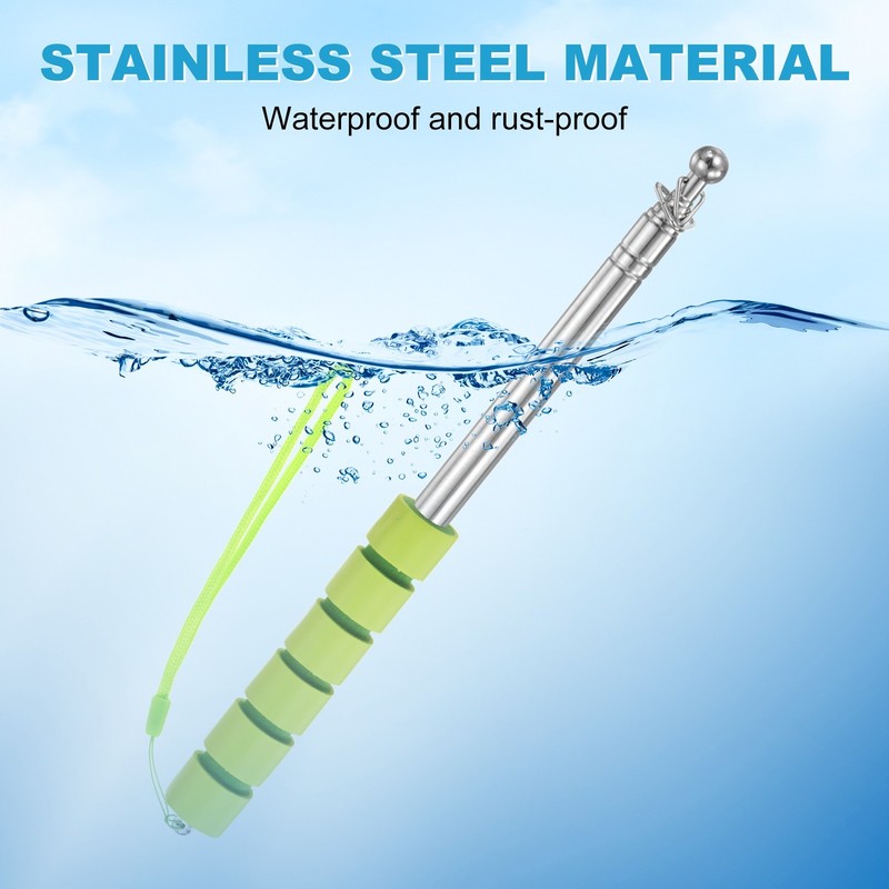2-Pack Telescopic Handheld Flagpoles, 5.2ft/1.6m Stainless Steel Poles [Green] gallery