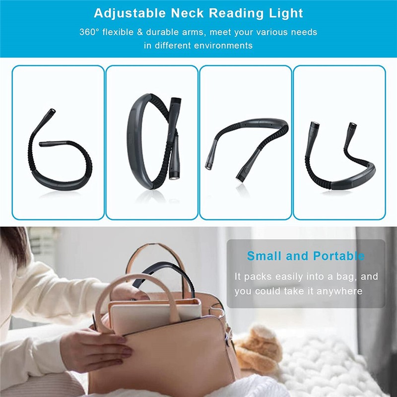 USB Rechargeable LED Neck Light Book Light for Reading in Bed Crafting Camping gallery