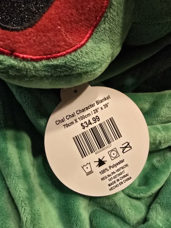 Rainforest Cafe Cha! Cha! Frog Character Blanket Green Yellow 28x39 New w/Tags gallery