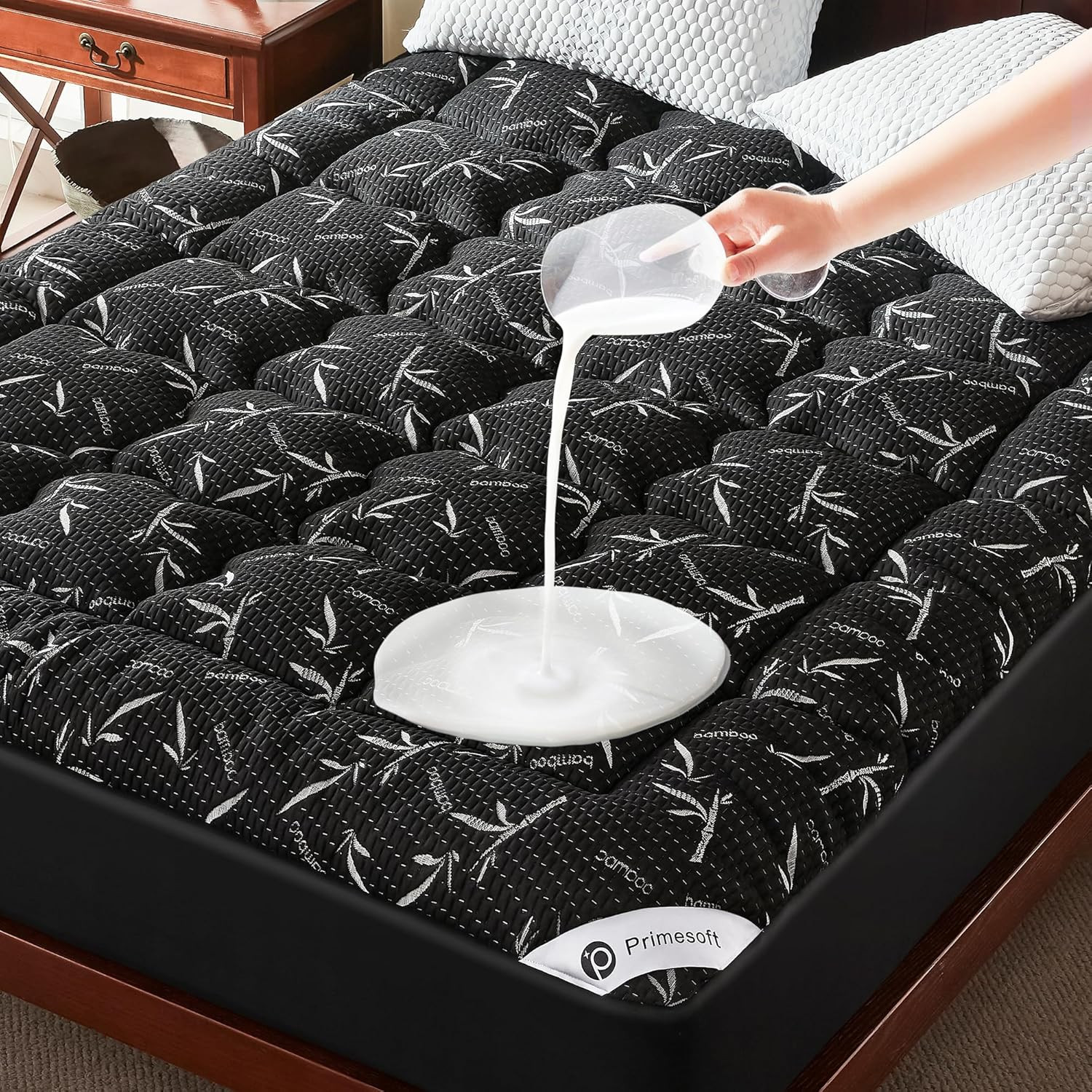 100% Waterproof King Size Mattress Topper, Thick Pillow Top Mattress Pad，Up to 2 gallery