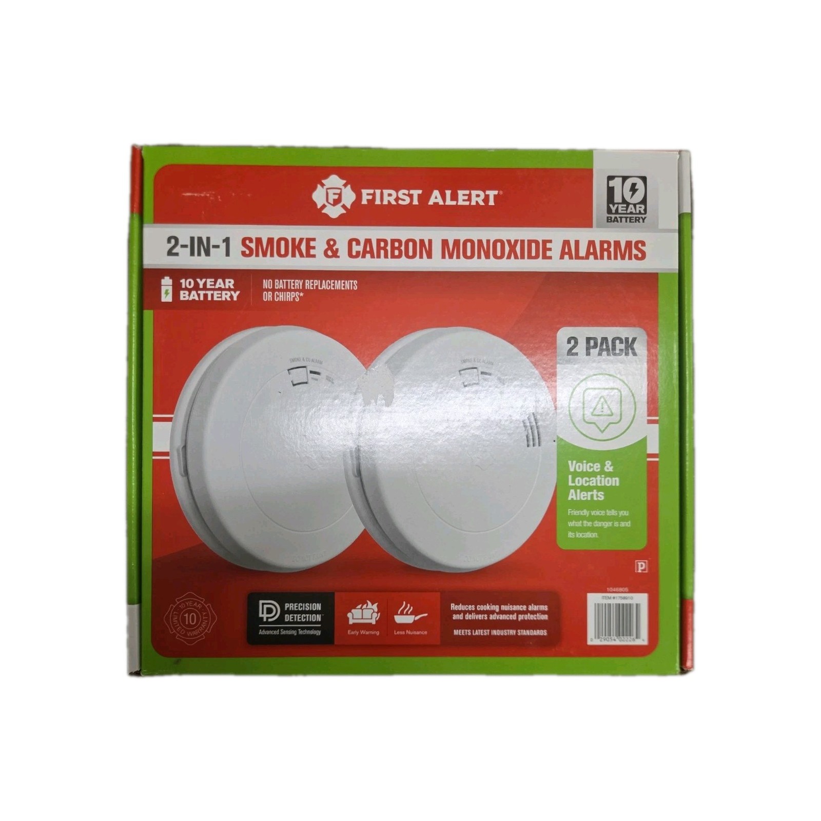 First Alert 2-in-1 Smoke & Carbon Monoxide Alarms with Voice Alerts - 2 Pack gallery