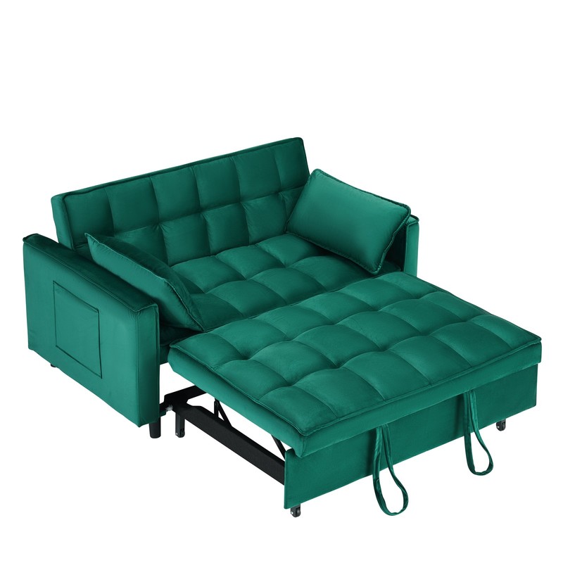 3-in-1 Convertible Sleeper Sofa Bed Modern Velvet Loveseat Couch w/Pull Out Bed gallery