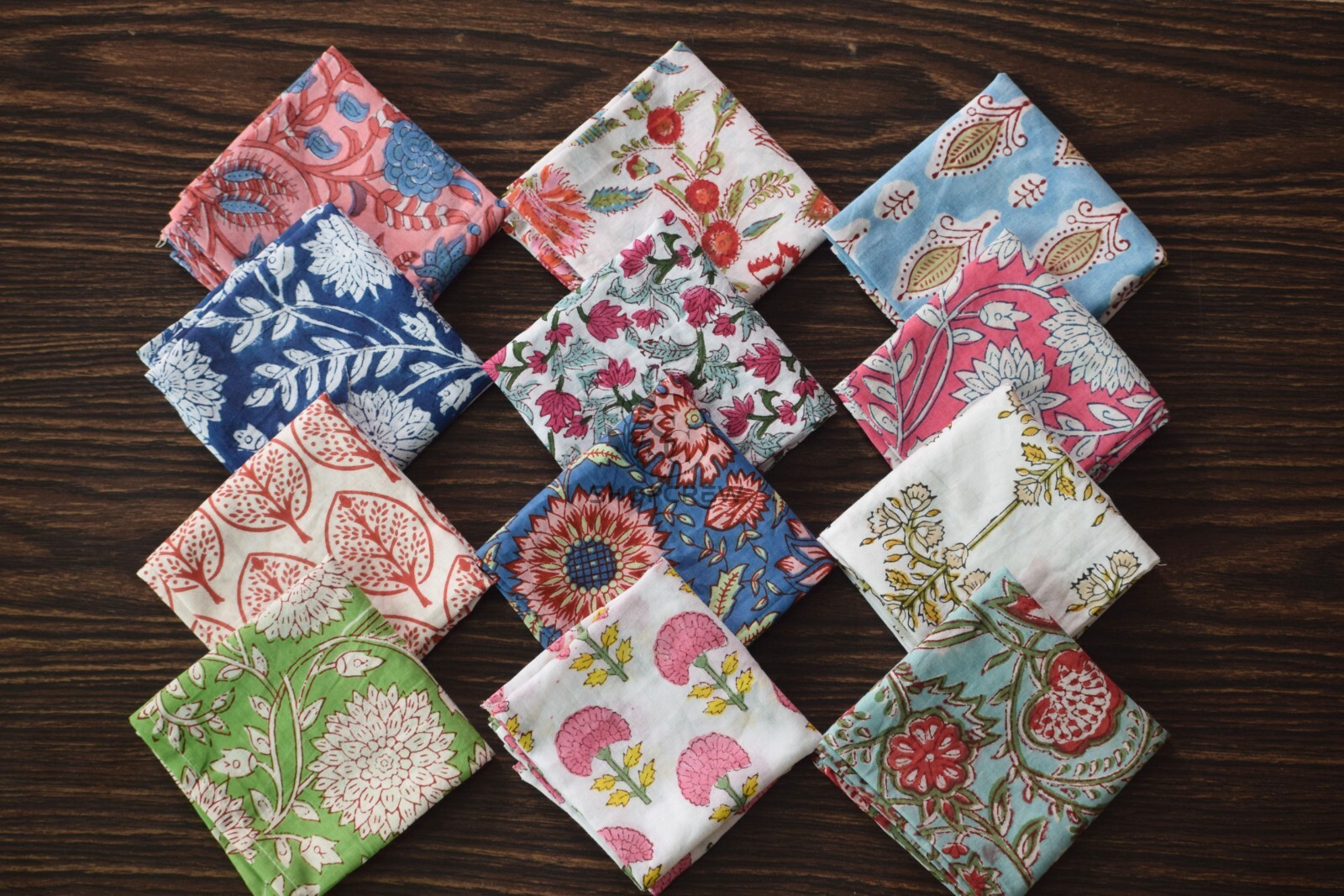 Assorted Hand Block Floral Printed Napkins 100 % Cotton Dinner Cloth Napkins gallery