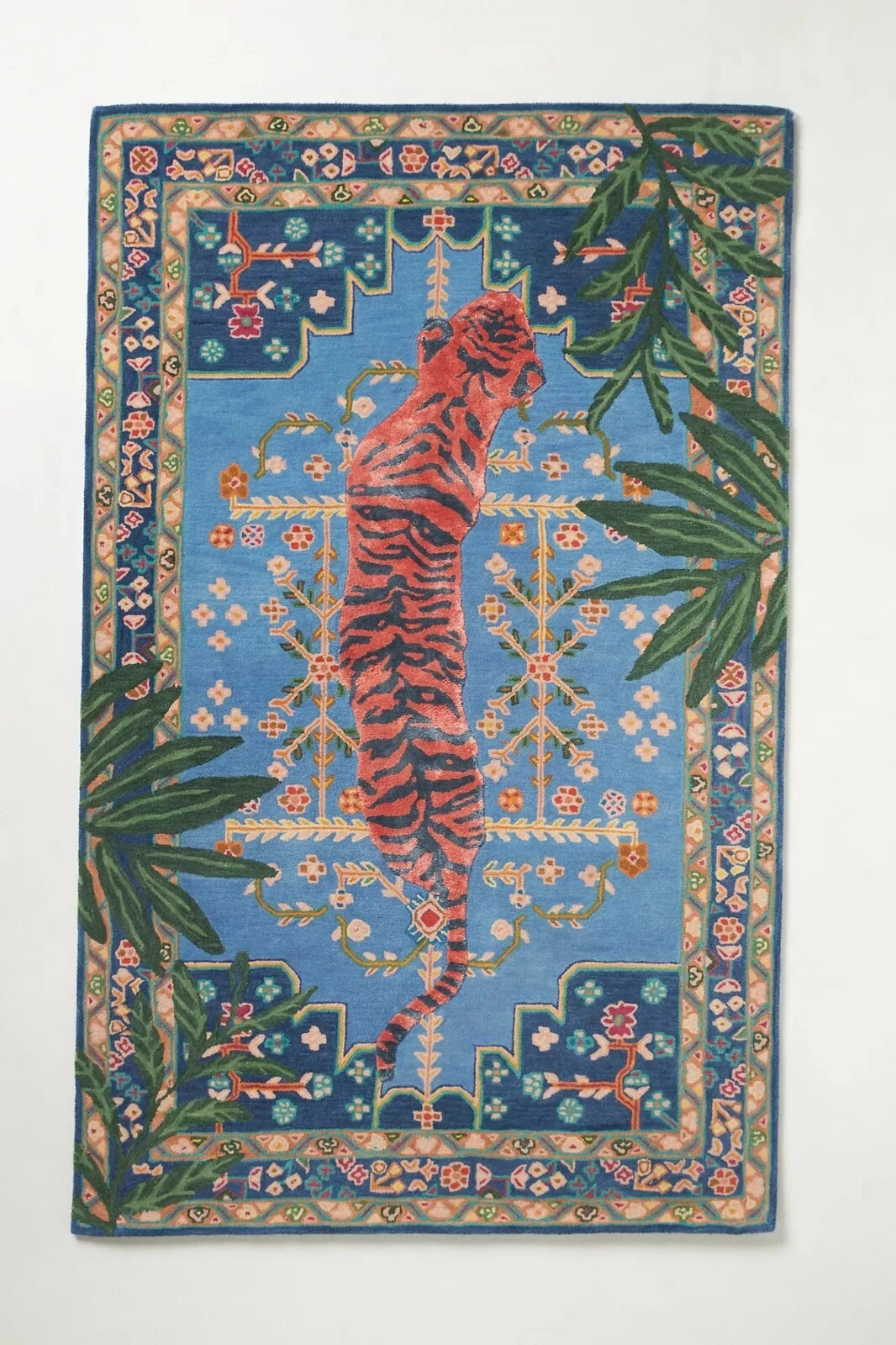 Bengal Tiger - Blue and Rust, Hand-Tufted Wool & Viscose Soft Area Rug Carpet gallery