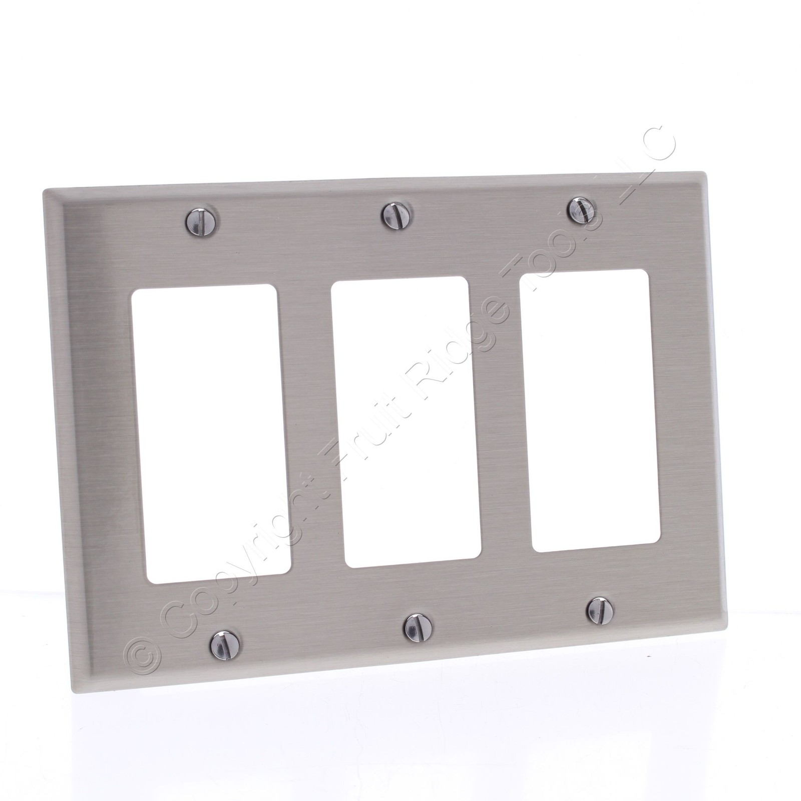Cooper ANTIMICROBIAL 3-Gang Stainless Steel Decorator Wallplate Cover GFCI GFI gallery