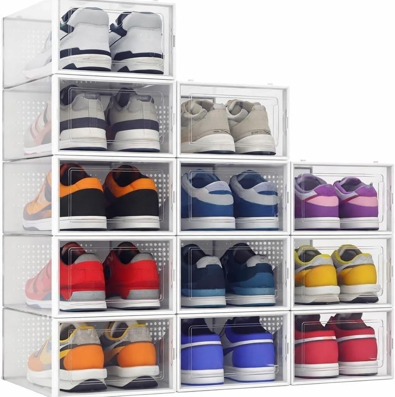 Durable 12 Pack Clear Stackable Shoe Storage for All Rooms - Organize with Ease gallery
