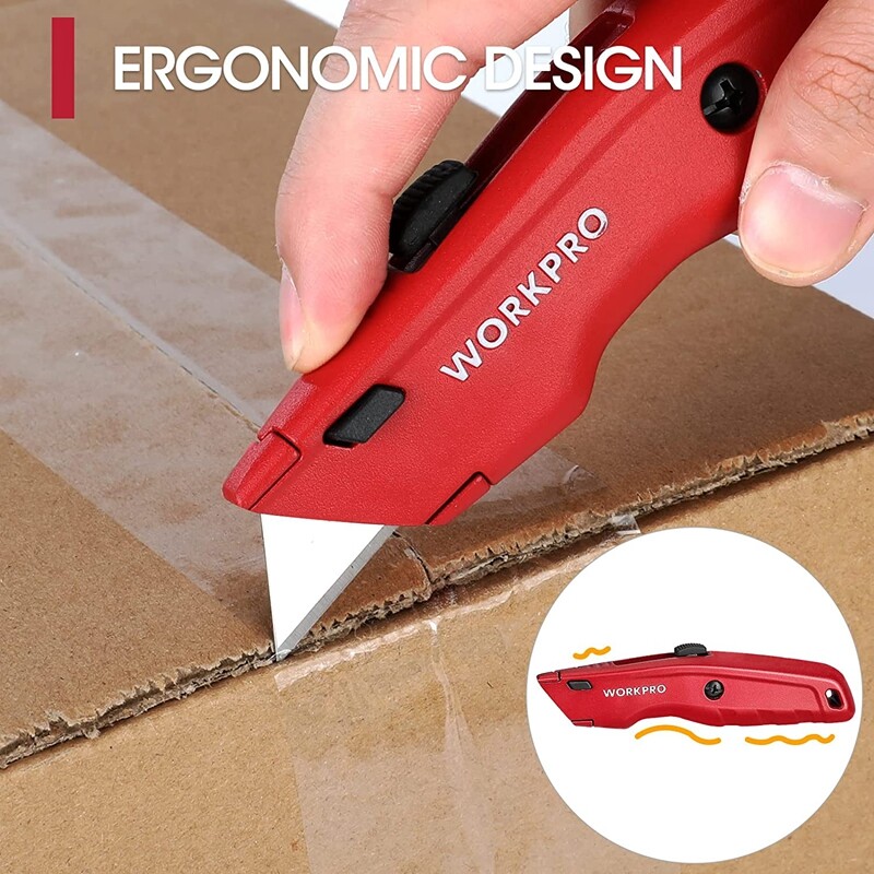 Retractable Premium Utility Knife Metal Heavy Duty Box Cutter w/10 Extra Blades gallery