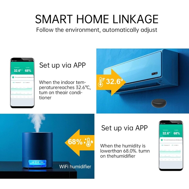 Indoor WiFi Temperature Humidity Sensor with App Alerts Compatible with Alexa gallery