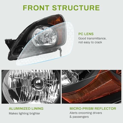 Headlight Assembly Compatible with 02 03 OE - Black/Amber/Clear Fit 02-04 CR-V gallery