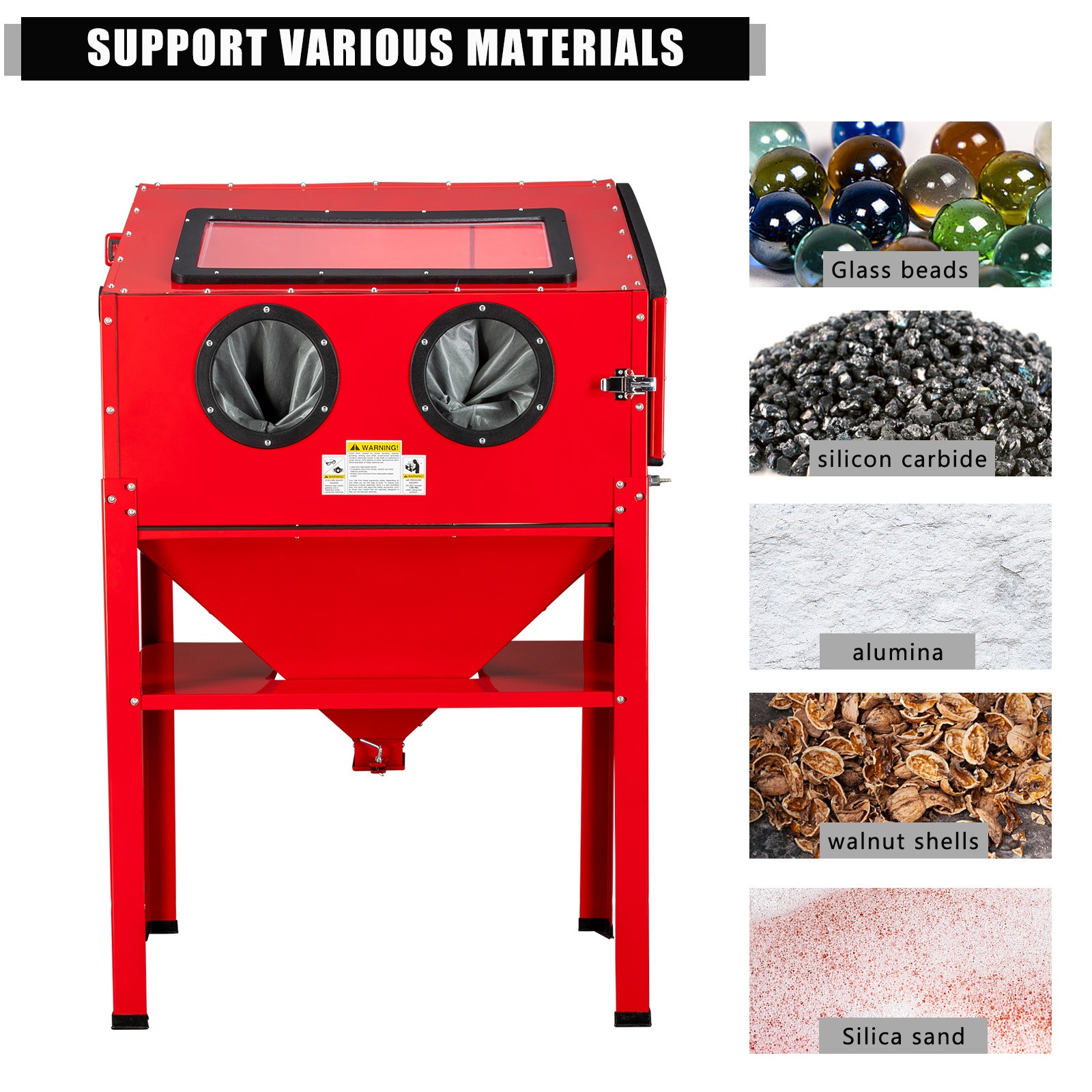 60 GAL SandBlaster Cabinet Bench Top Sand Blaster Large Blast Garage Red gallery