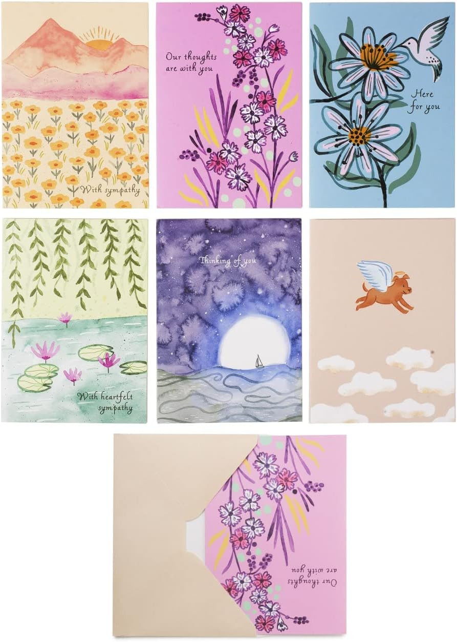 MPFY- Sympathy Cards Large 5" X 7", Pack of 11 with Envelopes, 6 Unique Designs, gallery